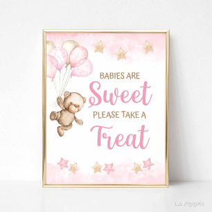Affiche Les bébés sont doux Symbole de traitement Pink Ted