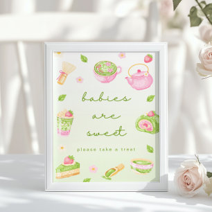 Affiche Les bébés sont du thé Matcha sucré Fête de naissan