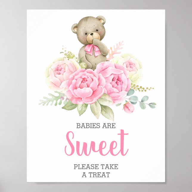 Affiche Les bébés sont Sweet Pink Bear signe (Devant)