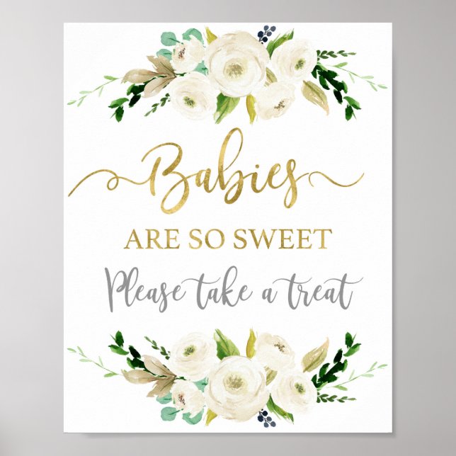Affiche Les bébés sont un signe baby shower doux (Devant)