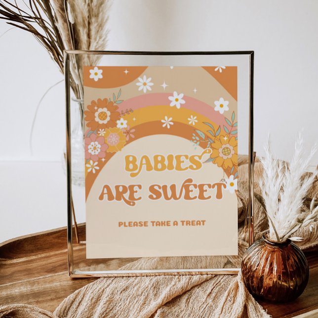 Affiche Les bébés super rétro sont du baby shower doux (Créateur téléchargé)