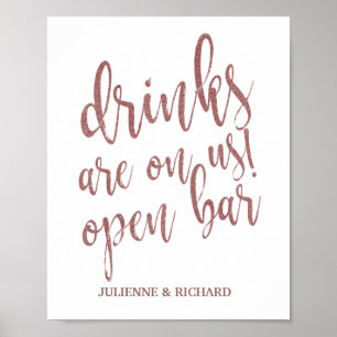 Affiche Les boissons sont à notre compte ! Panneau Bar Ros