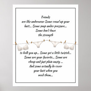 Affiche Les bons amis sont comme des sous-vêtements Citati