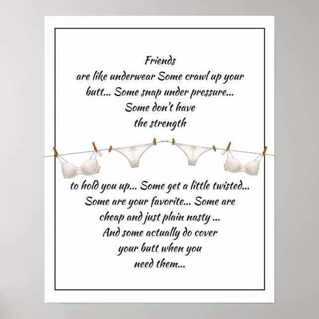 Affiche Les bons amis sont comme des sous-vêtements Citati (Devant)