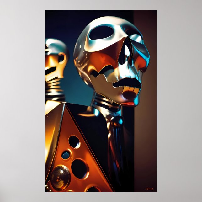 Affiche Les boutons se détachent des machines (Devant)