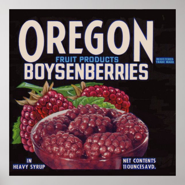 Affiche Les Boysenberries de l'Oregon des années 1940 peuv (Devant)