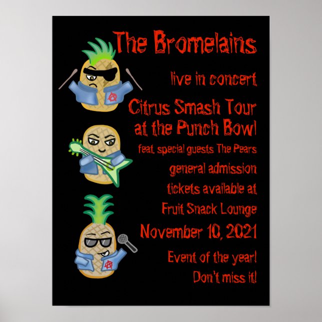 Affiche Les Bromelains (Poster Fake Band) Ananas Punk (Devant)