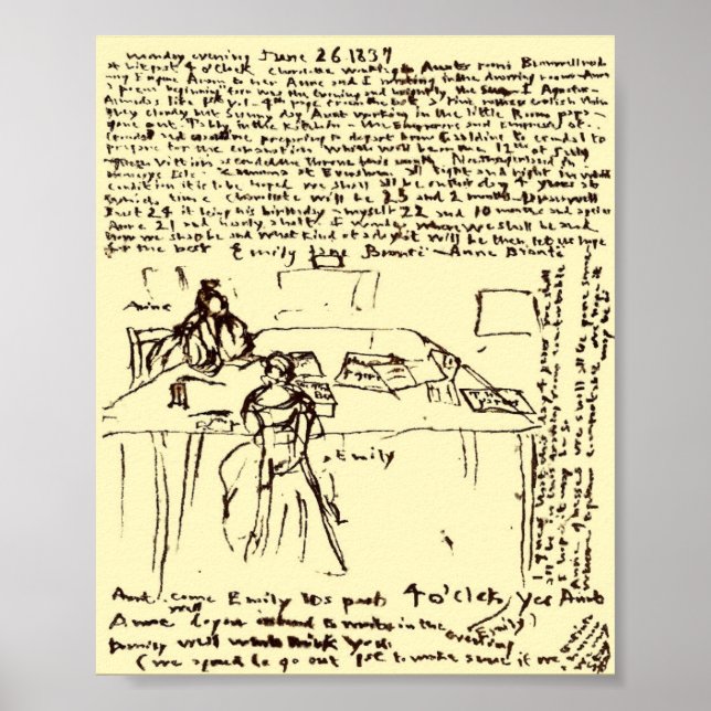 Affiche Les Brontes ~ Papier journal d'Emily & Anne restau (Devant)