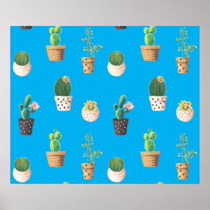 Affiche Les cactus succulents du désert vert dans les pots