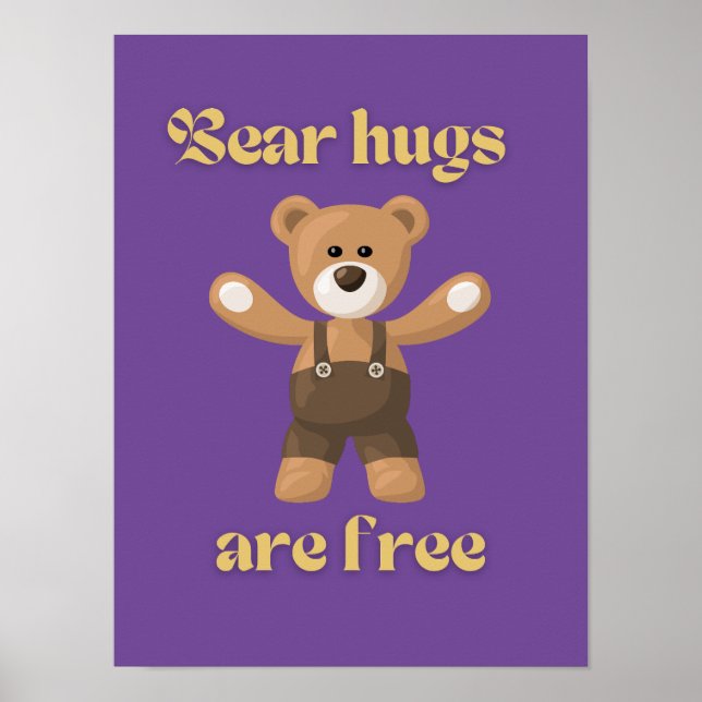 Affiche Les câlins d'ours sont gratuits (Devant)