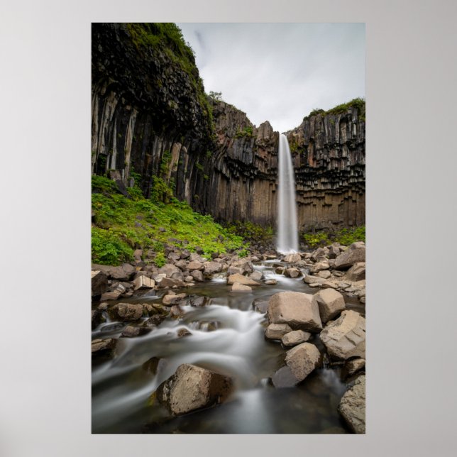 Affiche Les cascades | Cascade de Svartifoss, Islande du S (Devant)