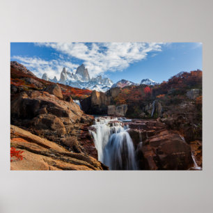 Affiche Les cascades Fitz Roy Mountain, Argentine
