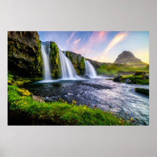 Affiche Les cascades   Kirkjufellsfoss, Islande