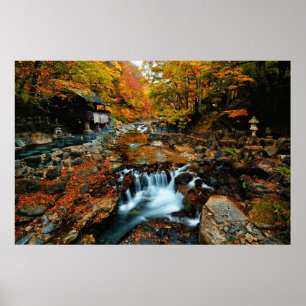 Affiche Les cascades Takaragawa Onsen Osenkaku, Japon