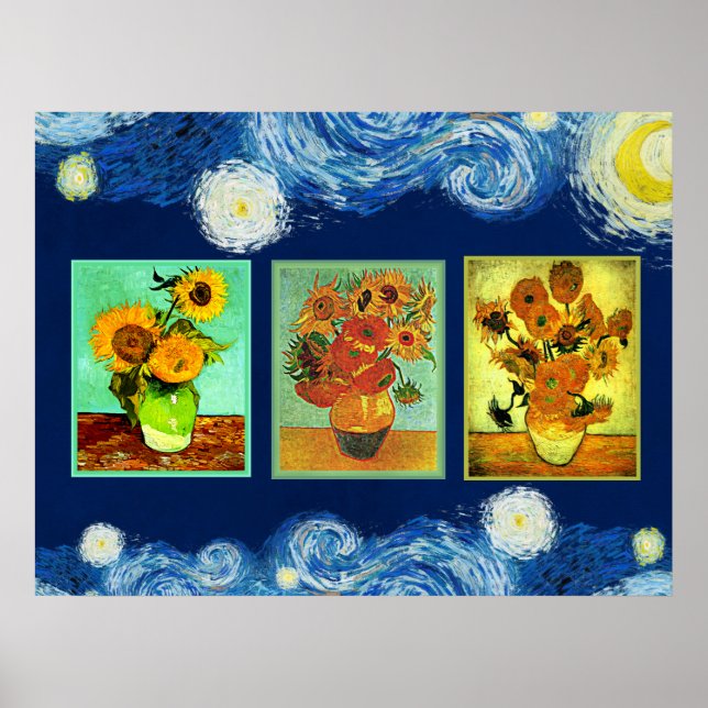 Affiche Les célèbres tournesols de Van Gogh (Devant)