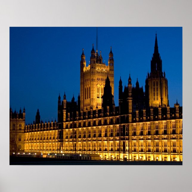 Affiche Les Chambres du Parlement la nuit dans la ville de (Devant)