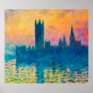 Affiche Les Chambres du Parlement, Sunset (1903), Monet
