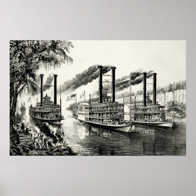 Affiche Les champions du Mississippi - Une course (Devant)