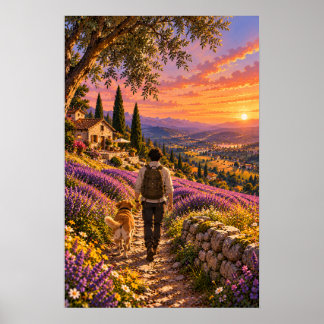 Affiche Les champs de lavande du vagabond
