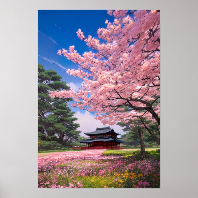 Affiche Les Champs Roses Idylliques (Devant)