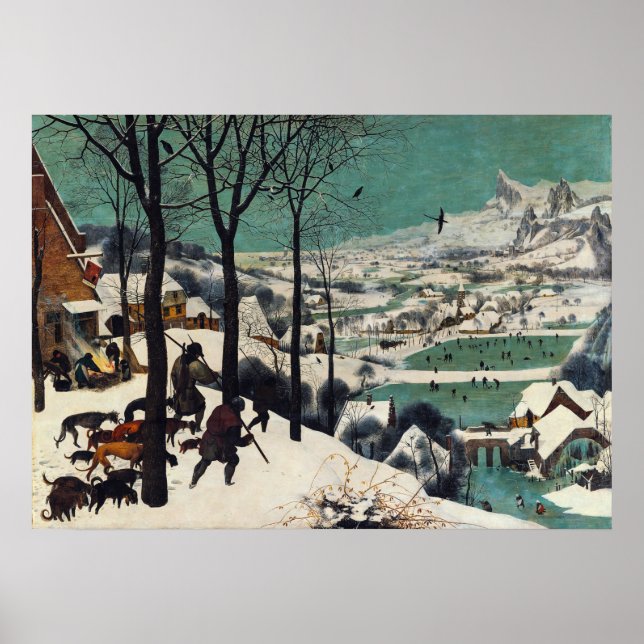 Affiche Les chasseurs dans la neige par Pieter Brueghel (Devant)