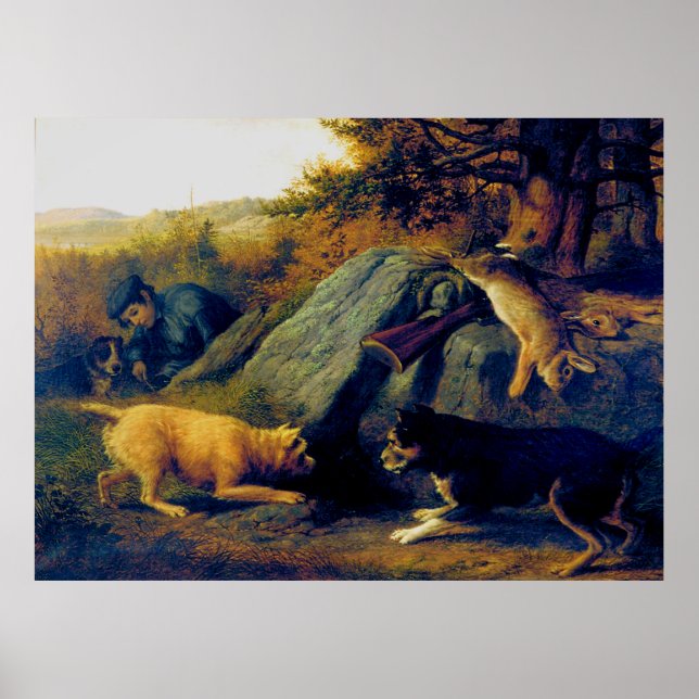 Affiche Les chasseurs de lapins Thomas Hewes Hinckley 1850 (Devant)