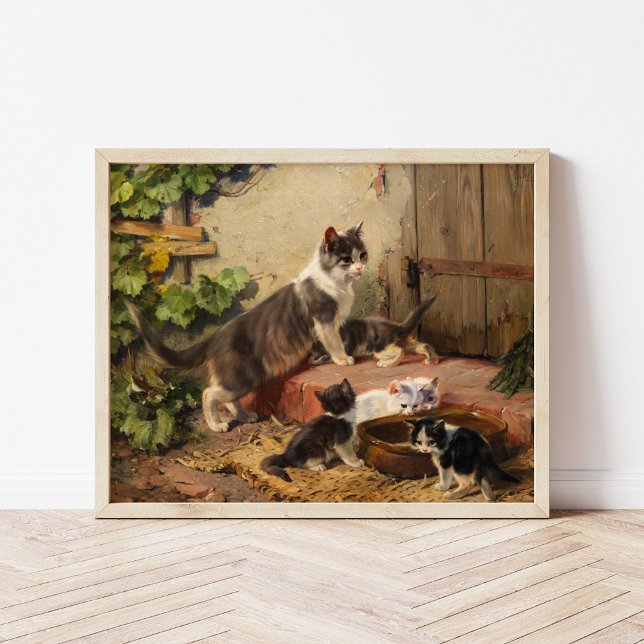 Affiche Les chats au Milk Bowl | Julius Adam le Jeune (Créateur téléchargé)