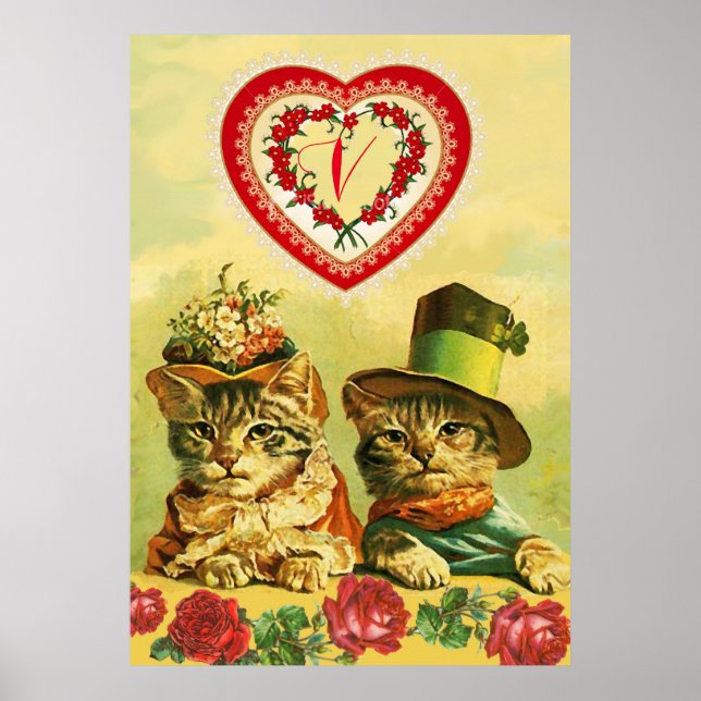 AFFICHE LES CHATS DE LA SAINT-VALENTIN D'UNE ÉPOQUE RÉVOLU (Devant)