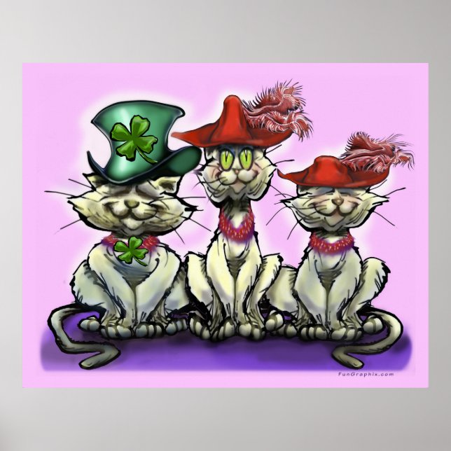 Affiche Les chats en Casquette amusant (Devant)