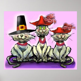 Affiche Les chats en Casquette amusant