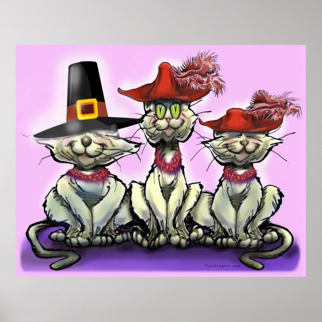 Affiche Les chats en Casquette amusant (Devant)