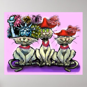 Affiche Les chats en Casquette amusant