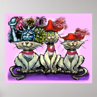 Affiche Les chats en Casquette amusant