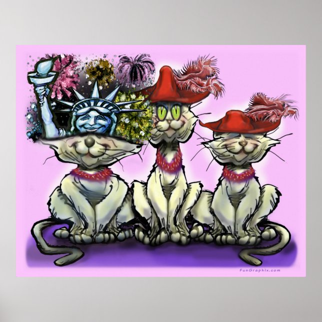 Affiche Les chats en Casquette amusant (Devant)