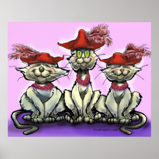 Affiche Les chats en Casquette amusant