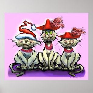 Affiche Les chats en Casquette amusant