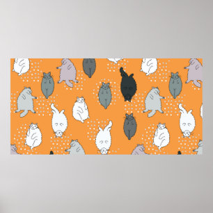 Affiche Les chats gras et moelleux sont allongés sur le do