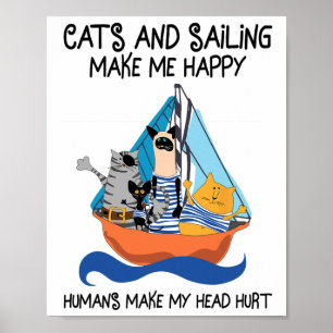 Affiche Les chats naviguant me rendent heureux voile batea