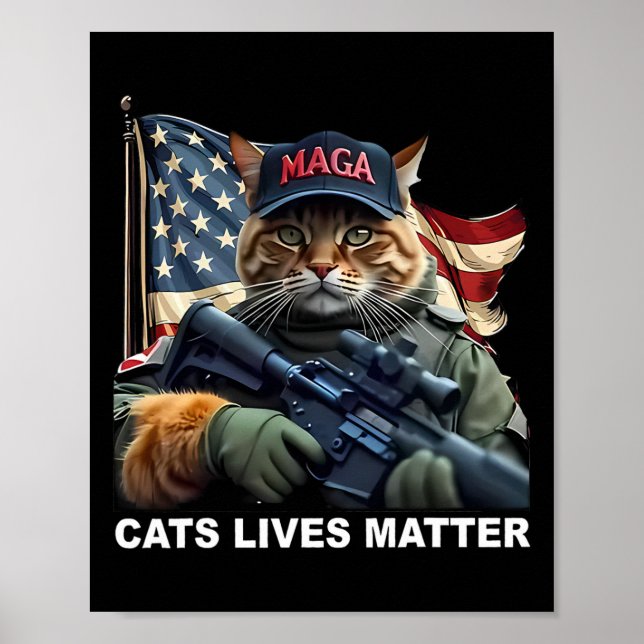 Affiche Les chats vivent un problème drôle Trump 2024 Chat (Devant)