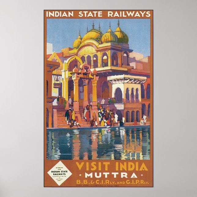 Affiche Les chemins de fer de l'État indien visitent l'Ind (Devant)
