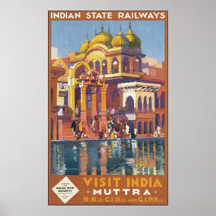 Affiche Les chemins de fer indiens visitent l'Inde Muttra