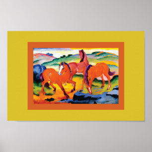 Affiche Les Chevaux rouges par Franz Marc