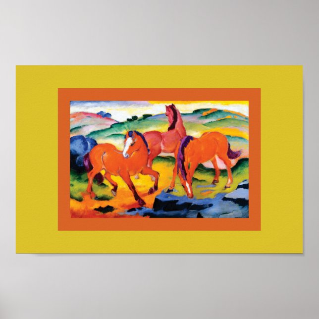 Affiche Les Chevaux rouges par Franz Marc (Devant)