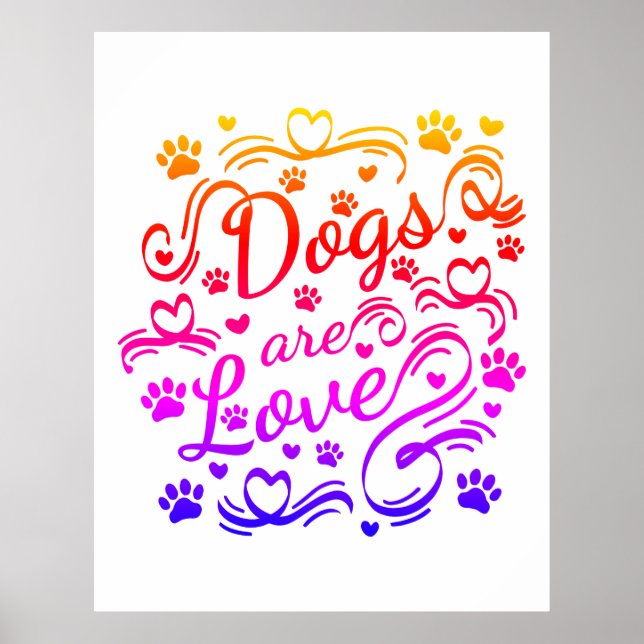 Affiche Les Chiens Sont Des Pâtes D'Amour Et La Typographi (Devant)