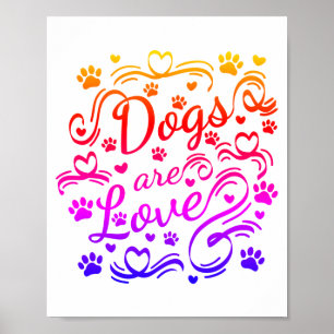 Affiche Les Chiens Sont Des Pâtes D'Amour Et La Typographi