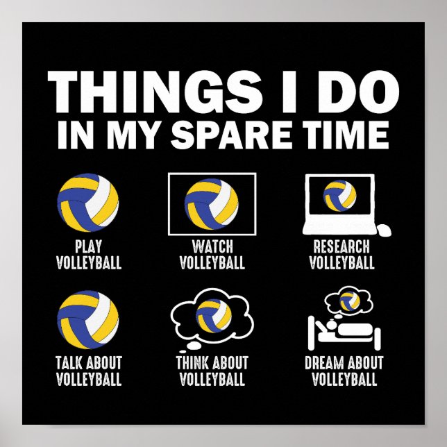 Affiche Les Choses Que Je Fais Dans Mon Volley-ball De Tem (Devant)