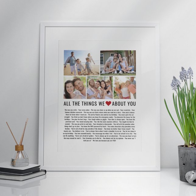 Affiche Les choses que nous aimons à propos de toi Fête de (Créateur téléchargé)