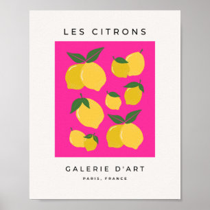 Affiche Les Citrons 02 Rétro Lemon Hot Pink