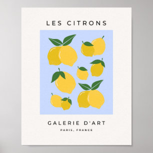 Affiche Les Citrons 03 Rétro Citron Bleu Et Jaune