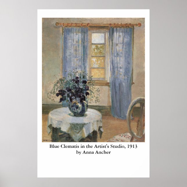 Affiche Les Clematis bleus d'Anna Ancher dans le Studio de (Devant)